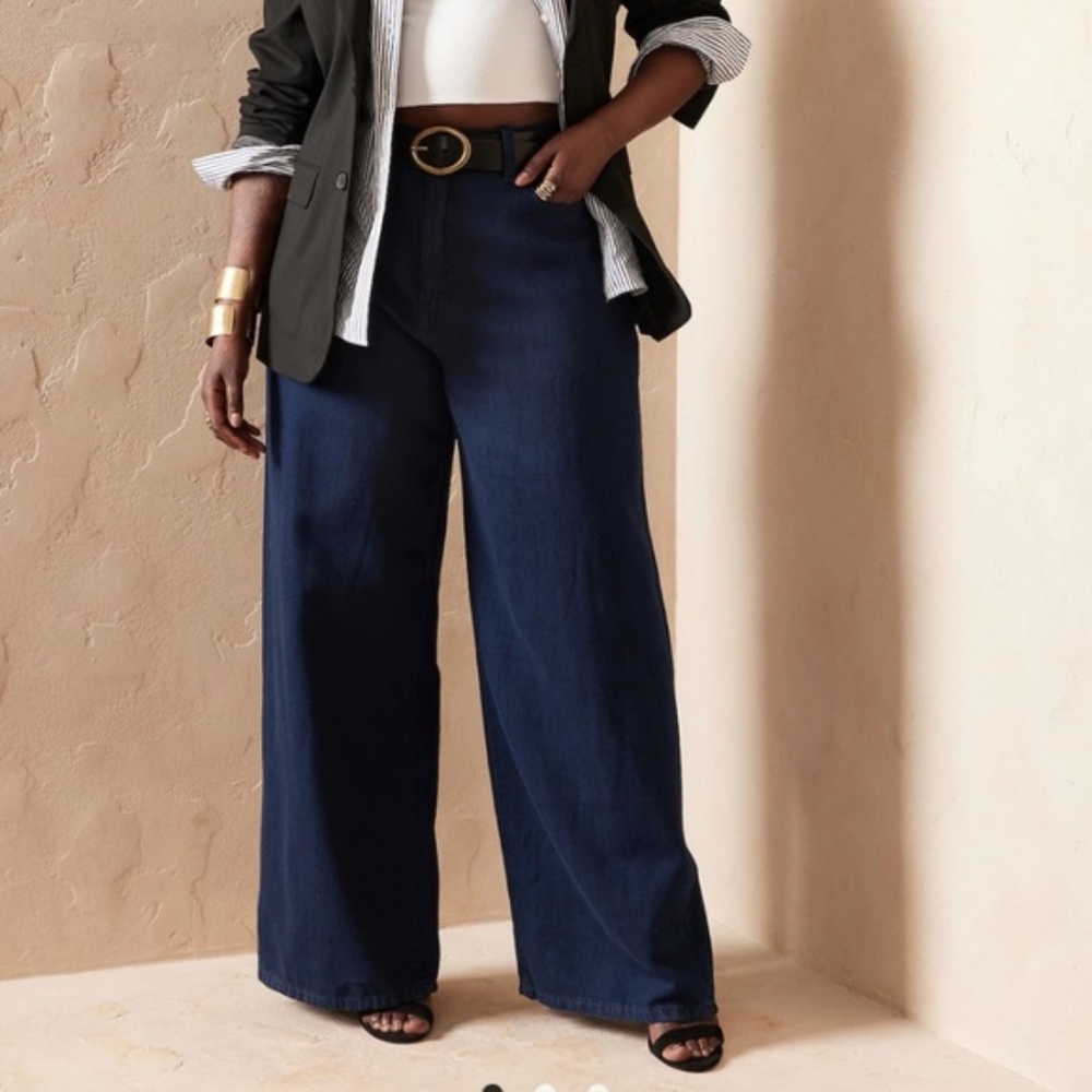 Lane Bryant Wide Leg Trousers Dark Wash 16